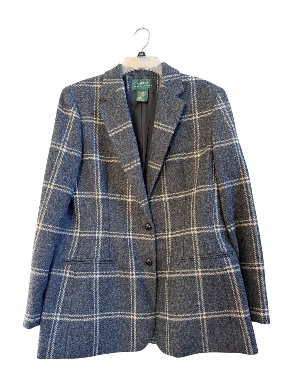 LRL gray windowpane wool jacket
